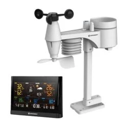 Bresser WLAN Comfort Wettercenter Mit 7-in-1 Profi-Sensor Und Modernem Farbdisplay, Schwarz