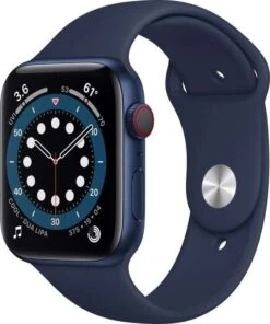 Refurbished!! Apple Watch Series 6 (GPS + Cellular) 44mm Aluminium Blau Mit Sportarmband Dunkelmarine + 30€ Netto MD Gutschein