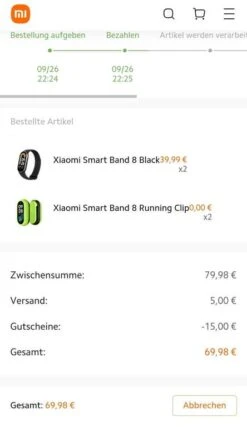2x Xiaomi Band 8 EU Version Mit Schuhclip Für 69,98 € Bzw. 34,99€ Pro Stück -Elektronische Geräte Verkäufe 2235978 1 1