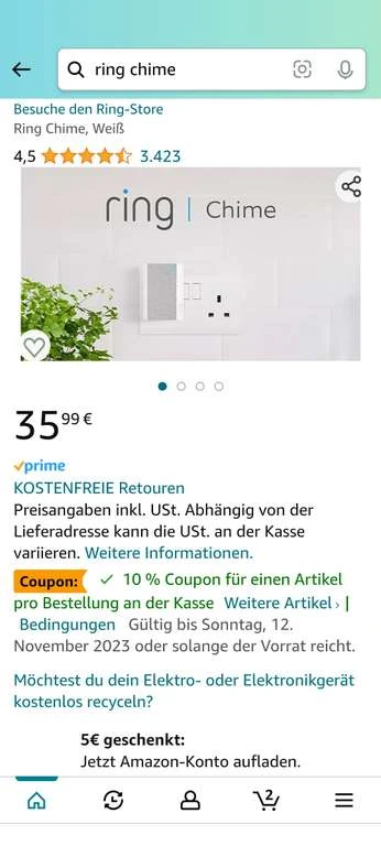 Ring Chime 10% Rabatt Coupon Bei Amazon 3 Ring Chime 10% Rabatt Coupon Bei Amazon
