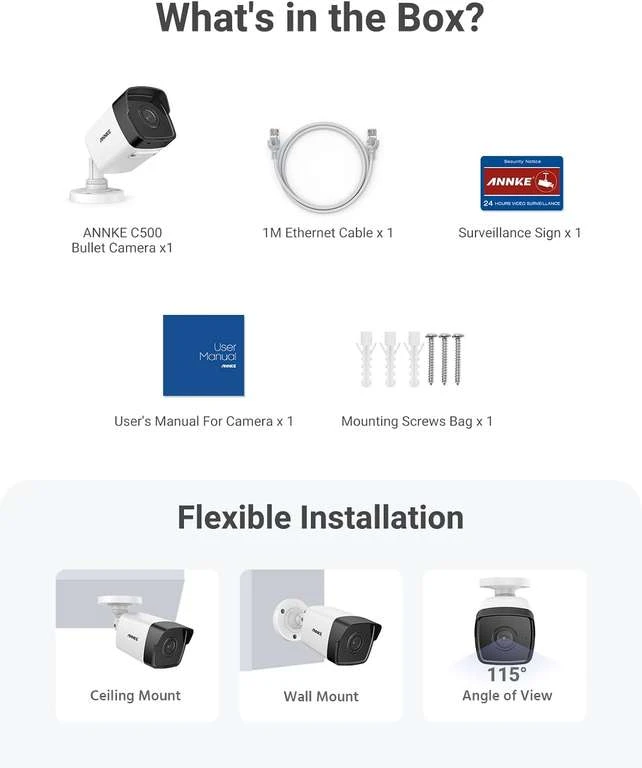 Annke C500 Überwachungskamera (4mm Oder 2.8mm Bullet, Bis 2592x1944@20fps, PoE, 30m Nachtsicht, Mikrofon, MicroSD, ONVIF & RTSP, Alexa) 10 Annke C500 Überwachungskamera (4mm Oder 2.8mm Bullet, Bis 2592x1944@20fps, PoE, 30m Nachtsicht, Mikrofon, MicroSD, ONVIF & RTSP, Alexa) – Bild 8