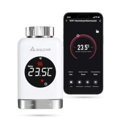 SALCAR Heizkörperthermostat TRV801W Thermostat Heizung Smart LCD WiFi Thermostat Kompatibel Mit Amazon Alexa & Google