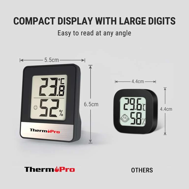 ThermoPro TP49-3 Kleines Digitales Hygrometer, Innenthermometer, Raumthermometer, Temperaturmonitor Und Feuchtigkeitsmesser Für Den Komfort 4 ThermoPro TP49-3 Kleines Digitales Hygrometer, Innenthermometer, Raumthermometer, Temperaturmonitor Und Feuchtigkeitsmesser Für Den Komfort – Bild 2