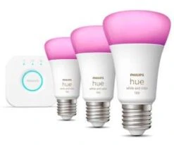 [MM&S] PHILIPS Hue E27 White Und Col. Amb. LED 3-er Inkl. Hue Bridge 3x806-1100lm Starter Set | Philips Hue GU10 Dreierpack Inkl. Bridge 79€