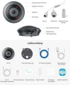 Reolink FE-W Überwachungskamera (180° Fisheye, 2560x2560@20fps, 8m Nachtsicht, WLAN, LAN, Smarte Alarme, 2-Wege-Audio, MicroSD, ONVIF) 17 Reolink FE-W Überwachungskamera (180° Fisheye, 2560x2560@20fps, 8m Nachtsicht, WLAN, LAN, Smarte Alarme, 2-Wege-Audio, MicroSD, ONVIF) -Elektronische Geräte Verkäufe 2253698 1 7