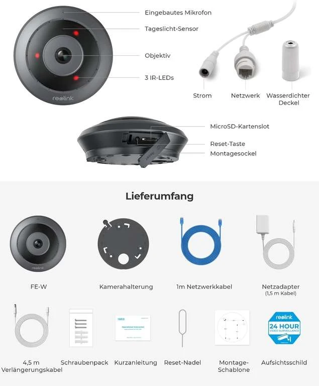 Reolink FE-W Überwachungskamera (180° Fisheye, 2560x2560@20fps, 8m Nachtsicht, WLAN, LAN, Smarte Alarme, 2-Wege-Audio, MicroSD, ONVIF) 10 Reolink FE-W Überwachungskamera (180° Fisheye, 2560x2560@20fps, 8m Nachtsicht, WLAN, LAN, Smarte Alarme, 2-Wege-Audio, MicroSD, ONVIF) – Bild 8