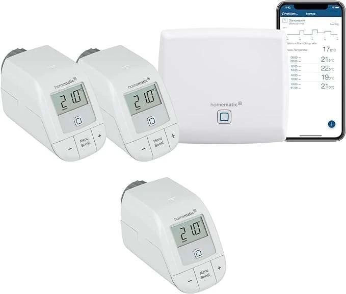 Homematic IP Starter Set Heizen Basis III, 3x Thermostat Basic & Access Point 3 Homematic IP Starter Set Heizen Basis III, 3x Thermostat Basic & Access Point