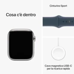 Apple Watch Series 9 GPS + Cellular, 45 Mm Edelstahlgehäuse Silber, Sportarmband Sturmblau - S/M -Elektronische Geräte Verkäufe 2261844 1 5