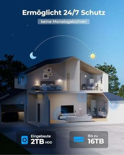 Reolink 4K WLAN, Überwachungskamera Aussen Set, 4x8MP WiFi 6, NVR Mit 2TB HDD, Farbnachtsicht 8 Reolink 4K WLAN, Überwachungskamera Aussen Set, 4x8MP WiFi 6, NVR Mit 2TB HDD, Farbnachtsicht – Bild 6
