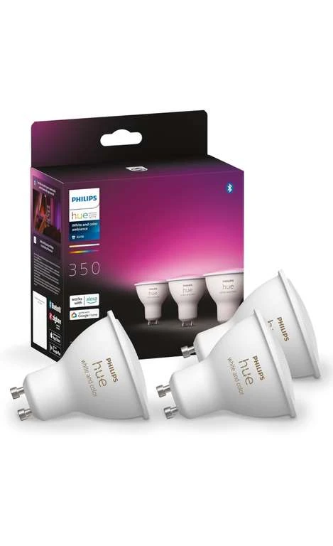 Philips Hue White & Color Ambiance GU10 Dreierpack, 3x350lm 3 Philips Hue White & Color Ambiance GU10 Dreierpack, 3x350lm