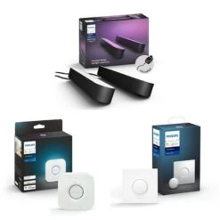 Philips Hue White And Color Ambiance Play Lightbar 2-er Pack, Schwarz + Bridge+ Smart Button