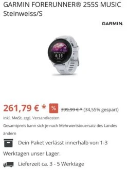 GARMIN FORERUNNER 255S MUSIC Steinweiss/S 5 GARMIN FORERUNNER 255S MUSIC Steinweiss/S -Elektronische Geräte Verkäufe 2267625 1 1