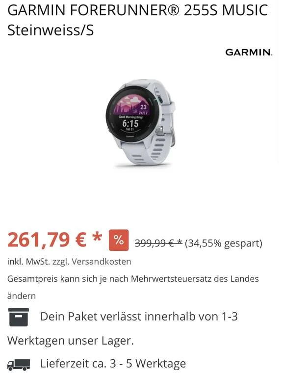 GARMIN FORERUNNER 255S MUSIC Steinweiss/S 4 GARMIN FORERUNNER 255S MUSIC Steinweiss/S – Bild 2