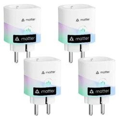 4x Meross Matter Smart Steckdose Mit Stromverbrauch, WLAN Steckdosen Mit Stromzähler, Apple Home, Alexa Und Google, 16A | 13,81 € Pro Stuck