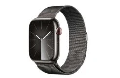 (CB) Apple Watch Series 9 GPS + Cellular 45 Mm Edelstahlgehäuse Milanese Loop Graphit Und Silber