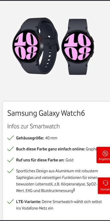 (mein Vodafone App) Galaxy Watch 6 40 Mm LTE Abzüglich Cashback 189,76 Euro 4 (mein Vodafone App) Galaxy Watch 6 40 Mm LTE Abzüglich Cashback 189,76 Euro – Bild 2