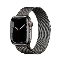 Apple Watch Series 7 (GPS + Cellular, 41mm) Smartwatch - Edelstahlgehäuse Graphit, Milanaise Armband Graphit. Gebraucht Gut