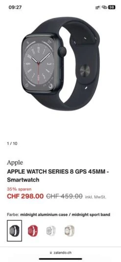 Apple Watch 8 45 Mm GPS (LOKAL Schweiz)