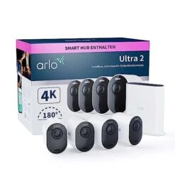 Arlo Ultra 2 Überwachungskamera Aussen WLAN, Kabellos, 4er Set