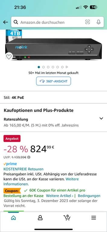 Reolink 4K Überwachungskamera Set, 8X 8MP PoE IP Kamera Und 16CH 4TB HDD NVR, RLK16-800D8 4 Reolink 4K Überwachungskamera Set, 8X 8MP PoE IP Kamera Und 16CH 4TB HDD NVR, RLK16-800D8 – Bild 2