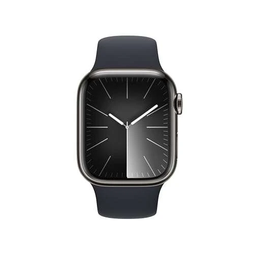 Apple Watch Series 9 GPS + Cellular, 41 Mm Edelstahlgehäuse Graphit, Sportarmband Mitternacht – S/M 4 Apple Watch Series 9 GPS + Cellular, 41 Mm Edelstahlgehäuse Graphit, Sportarmband Mitternacht – S/M – Bild 2