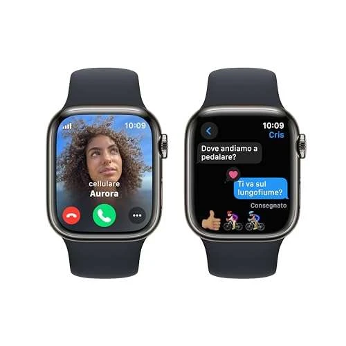 Apple Watch Series 9 GPS + Cellular, 41 Mm Edelstahlgehäuse Graphit, Sportarmband Mitternacht – S/M 6 Apple Watch Series 9 GPS + Cellular, 41 Mm Edelstahlgehäuse Graphit, Sportarmband Mitternacht – S/M – Bild 4