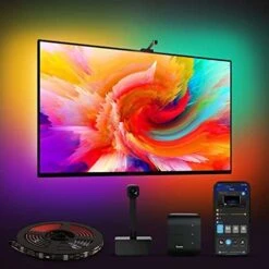 WiFi Hintergrundbeleuchtung Mit Kamera Für 75-85 Zoll TV Und PC, RGBIC LED Strip Kompatibel Mit Alexa Und Google Assistant, App-Steuerung