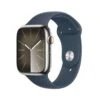 Apple Watch Series 9 45mm GPS + Cellular Edelstahlgehäuse In Silber Und Sportarmband S/M In Sturmblau